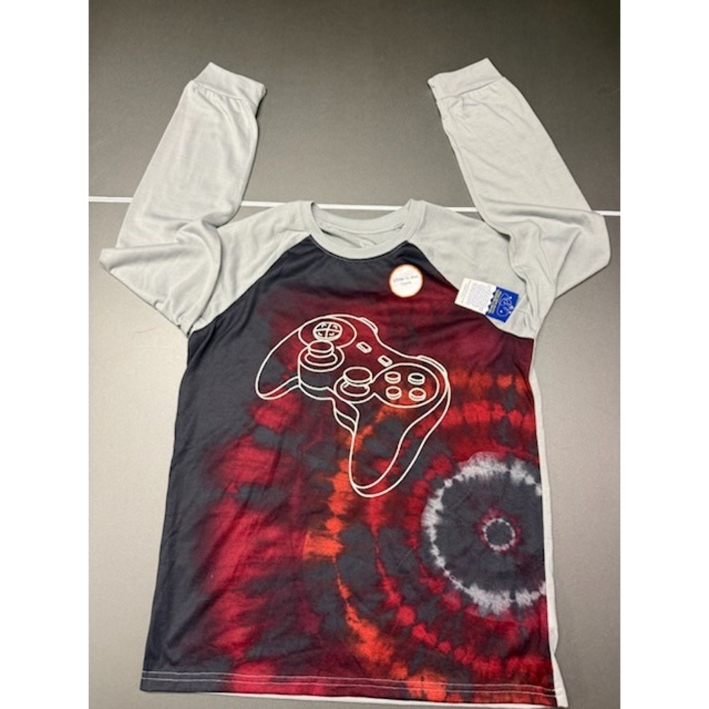 Wonder Nation Boys XXL 18 Gamer Tie Dye Glow in the Dark Pajama Top Long Sleeve